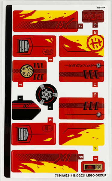 Lego (N) ~ Sticker Sheet for Set 71737 - (71544/6321418)~