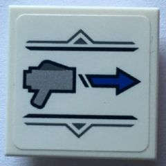 Lego (U) ~ Tile Modified 2 x 2 Inverted with Gun and Arrow Pattern (Sticker) - Set 75915 ~ [White]