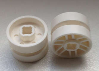 Lego (N) ~ Wheel 14mm D. x 9.9mm with Center Groove Fake Bolts and 6 Double Spokes ~ [White]