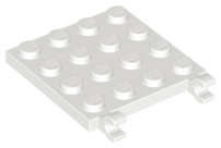 Lego (N) ~ Plate Modified 4 x 4 with 2 Open O Clips (Horizontal Grip) ~ [White]