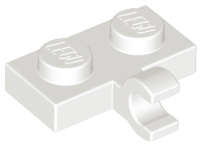 Lego (N) ~ Plate Modified 1 x 2 with Clip on Side (Horizontal Grip) ~ [White]