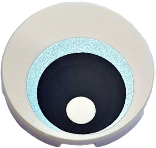 Lego (N) ~ Tile Round 2 x 2 with Bottom Stud Holder with Eye with Metallic Light Blue Iris ~ [White]