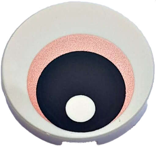 Lego (N) ~ Tile Round 2 x 2 with Bottom Stud Holder with Eye with Copper Iris and Black Pu ~ [White]