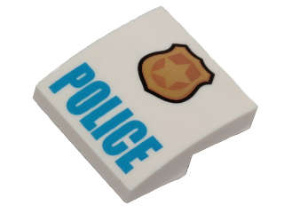 Lego (N) ~ Slope Curved 2 x 2 x 2/3 with Gold and Copper Badge with Star and Black Outline ~ [White]