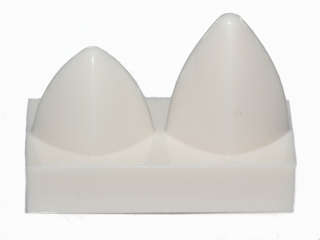 Lego (N) ~ Tile Modified 1 x 2 with 2 Teeth Vertical ~ [White]