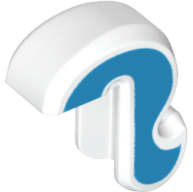 Lego (N) ~ Cat Tail with Dark Azure Sides Pattern ~ [White]
