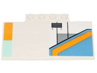 Lego (U) ~ Slope Curved 5 x 8 x 2/3 with 4 Studs with SW The Phantom Pattern Model Left S ~ [White]
