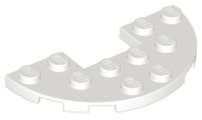 Lego (N) ~ Plate Round Half 3 x 6 with 1 x 2 Cutout ~ [White]