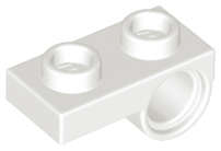 Lego (N) ~ Plate Modified 1 x 2 with Pin Hole on Bottom ~ [White]
