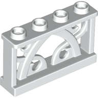 Lego (N) ~ Fence 1 x 4 x 2 Ornamental with 4 Studs ~ [White]