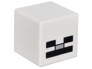 Lego (N) ~ Minifigure Head Modified Cube with Pixelated Black Eyes Light Bluish Gray Nose  ~ [White]