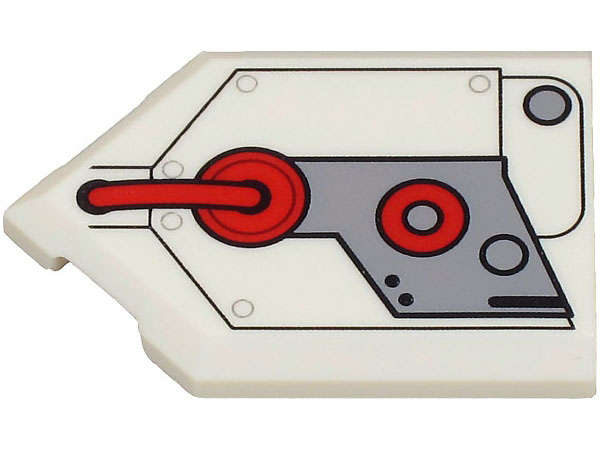 Lego (N) ~ Tile Modified 2 x 3 Pentagonal with Light Bluish Gray Engine Cover and Red Hose ~ [White]