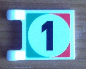 Lego (U) ~ Flag 2 x 2 Square with Black Number 1 in Italian Flag Pattern on Both Sides (S ~ [White]
