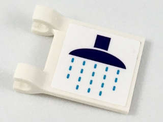 Lego (U) ~ Flag 2 x 2 Square with Dark Purple Rainhead Shower and Dark Azure Drops Patter ~ [White]