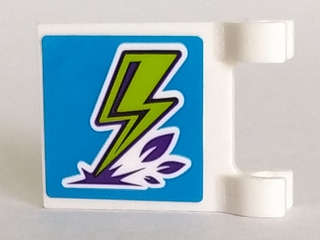 Lego (U) ~ Flag 2 x 2 Square with Lime Lightning Bolt on Blue Background Pattern (Sticker ~ [White]