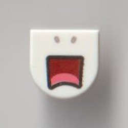 Lego (N) ~ Tile Round 1 x 1 Half Circle Extended with Light Bluish Gray Nostrils Dark Red  ~ [White]