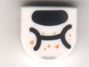 Lego (N) ~ Tile Round 1 x 1 Half Circle Extended with Black Nose and Closed Mouth Pattern ~ [White]
