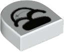 Lego (N) ~ Tile Round 1 x 1 Half Circle Extended with Black Nose and Open Mouth Smile with ~ [White]