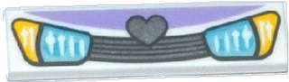 Lego (N) ~ Tile 1 x 4 with Blue Headlights and Grille with Heart Pattern ~ [White]