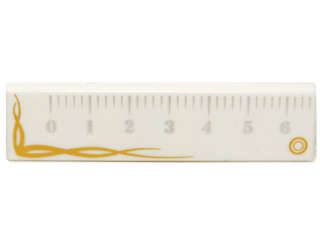 Lego (U) ~ Tile 1 x 4 with Ruler with Gold Trim Pattern ~ [White]