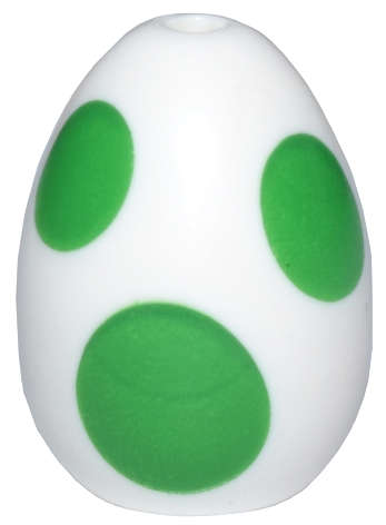 Lego (N) ~ Egg with Small Pin Hole with Bright Green Spots Pattern (Super Mario Yoshi Egg) ~ [White]