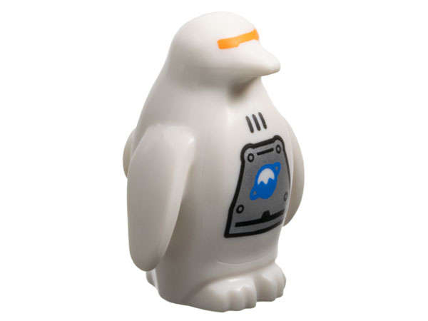 Lego NEW - Penguin with Flippers and Stud on Back with Orange Visor Black Vents and Rivets~ [White]