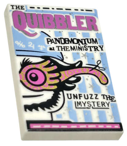 Lego (N) ~ Tile 2 x 3 with The Quibbler Newspaper Pattern ~ [White]