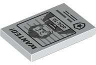 Lego (N) ~ Tile 2 x 3 with Black 'WANTED!' and Dark Bluish Gray Minifigure with '604-16' P ~ [White]