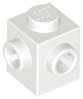 Lego (N) ~ Brick Modified 1 x 1 with Studs on 2 Sides Adjacent ~ [White]