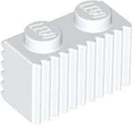 Lego (N) ~ Brick Modified 1 x 2 with Grille / Fluted Profile ~ [White]