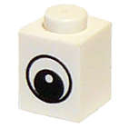 Lego (U) ~ Brick 1 x 1 with Black and White Eye with Pupil Pattern ~ [White]