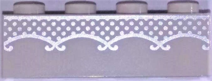 Lego (N) ~ Brick 1 x 4 with Silver Lace Pattern (BrickHeadz Bride Torso) ~ [White]