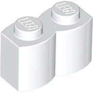 Lego (N) ~ Brick Modified 1 x 2 with Log Profile ~ [White]