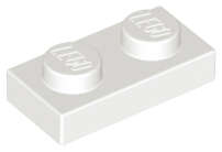 Lego (N) ~ Plate 1 x 2 ~ [White]