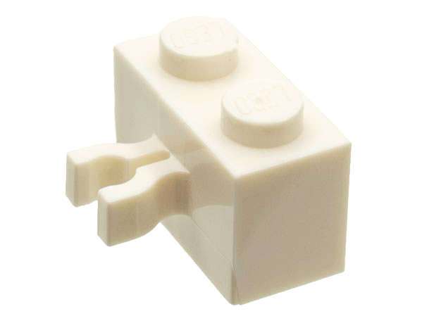 Lego (U) ~ Brick Modified 1 x 2 with Clip (Vertical Grip) (Undetermined Type) ~ [White]