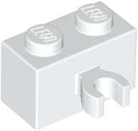 Lego (N) ~ Brick Modified 1 x 2 with Open O Clip Thick (Vertical Grip) ~ [White]