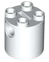Lego (N) ~ Brick Round 2 x 2 x 2 Robot Body with Bottom Axle Holder (x Shape / + Orientati ~ [White]