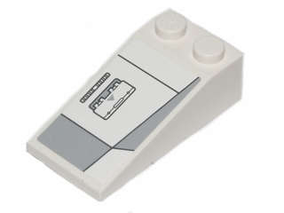 Lego (U) ~ Slope 18 4 x 2 with Black Lines and Light Bluish Gray Hull Plates Pattern 1 Mo ~ [White]