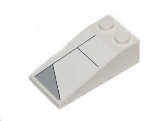 Lego (U) ~ Slope 18 4 x 2 with Black Lines and Light Bluish Gray Hull Plates Pattern 3 (S ~ [White]