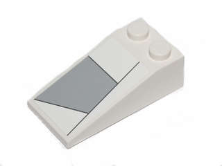 Lego (U) ~ Slope 18 4 x 2 with Black Lines and Light Bluish Gray Hull Plates Pattern 2 (S ~ [White]