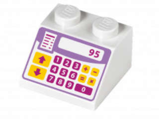 Lego (N) ~ Slope 45 2 x 2 with Medium Lavender Cash Register with Magenta and Bright Light ~ [White]