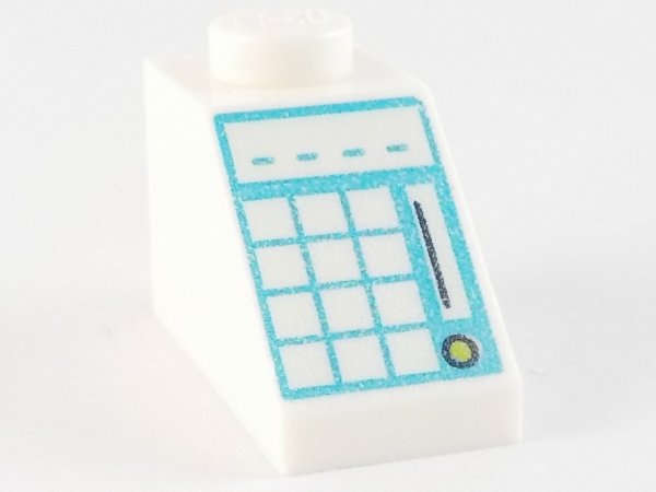 Lego (N) ~ Slope 45 2 x 1 with Light Aqua Keypad on Medium Azure Background Pattern ~ [White]