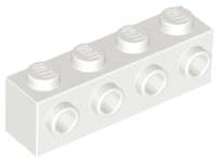 Lego (N) ~ Brick Modified 1 x 4 with Studs on Side ~ [White]