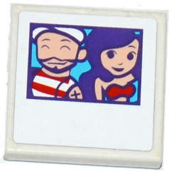 Lego (U) ~ Tile 2 x 2 with Sailor and Friends Female Photo Pattern (Sticker) - Set 41129 ~ [White]