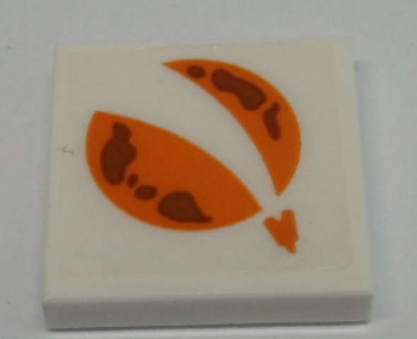 Lego (U) ~ Tile 2 x 2 with Orange City Mars Exploration Logo Pattern (Sticker) - Set 6022 ~ [White]