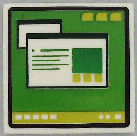 Lego (N) ~ Tile 2 x 2 with Computer Monitor Pattern 3 ~ [White]