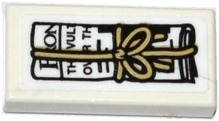 Lego (U) ~ Tile 1 x 2 with Front Line Newspaper Tied Bundle Pattern (Sticker) - Set 76058 ~ [White]