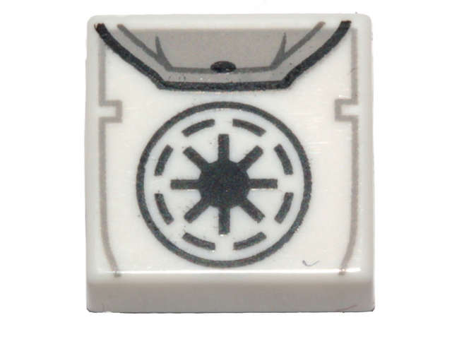 Lego (N) ~ Tile 1 x 1 with Black SW Galactic Republic Logo Backpack Pattern ~ [White]