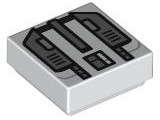 Lego (N) ~ Tile 1 x 1 with SW Imperial Commando Jet Pack with Dark Bluish Gray Trapezoids  ~ [White]