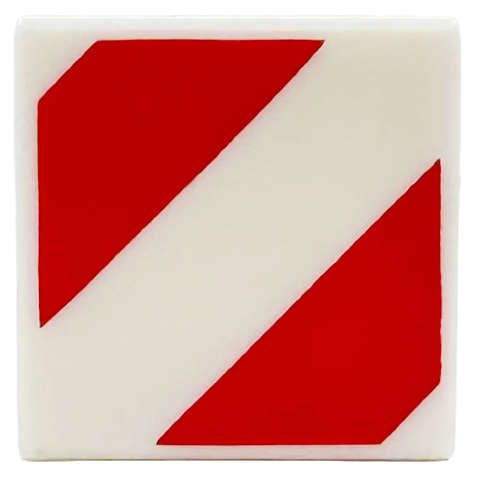 Lego (N) ~ Tile 1 x 1 with Red Danger Stripes Pattern ~ [White]